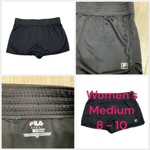 Women's Fila M Medium 8 - 10 Shorts Black Elastic Waist Athletic Gym Active